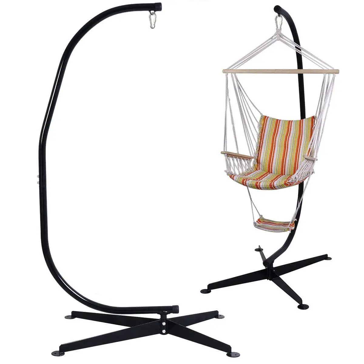 Get Quotations · BESTChoiceForYou Solid Steel C Hammock Frame Stand Steel Swing Chair Portable Outdoor C Porch Hanging Air
