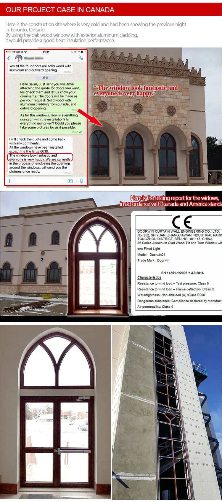 China factory supplied top quality arch wood grille fixed special shape house window