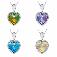 

crystals from Swarovski+jewelry xuping fashion 925 italy silver color love heart luxury artificial pendant white gold necklace