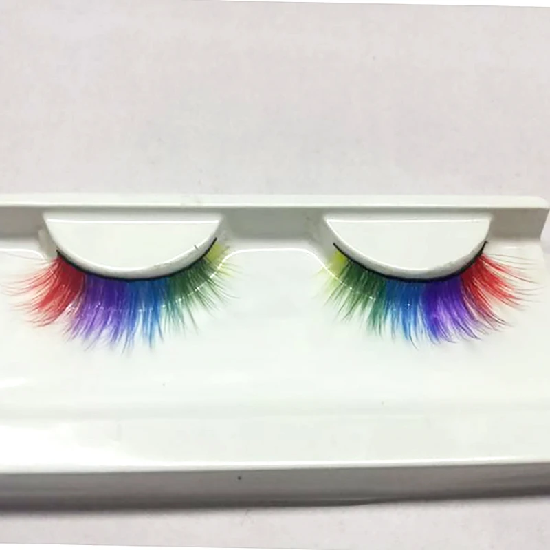 

3d 5d colorful eyelashes Crazy Design Party Style color false lashes private label customer Korea Silk Eyelash