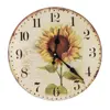 Shabby Chic Retro Arabic Numeral Sunflower wooden clock