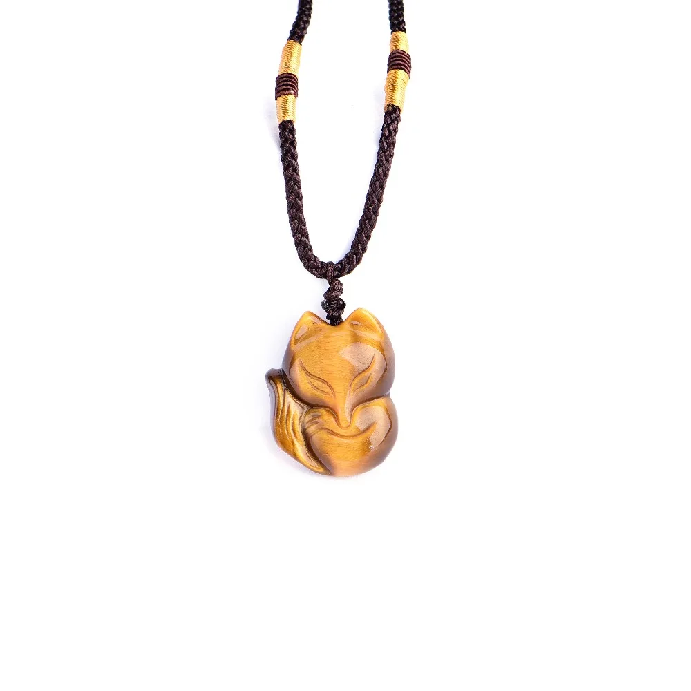 

Wholesale Natural Yellow Tiger Eye stone Carving fox pendant Blessing Lucky pendants fashion Jewelry