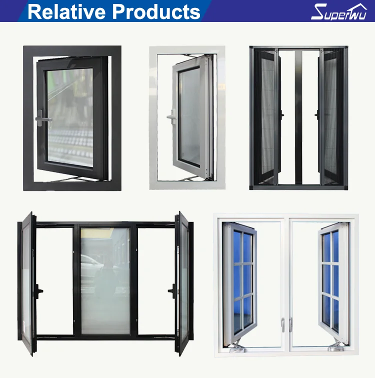 Philippines Price  French Aluminum Casement Double Tempered Glass Window