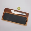 Bamboo slate cheese plate setting with knife