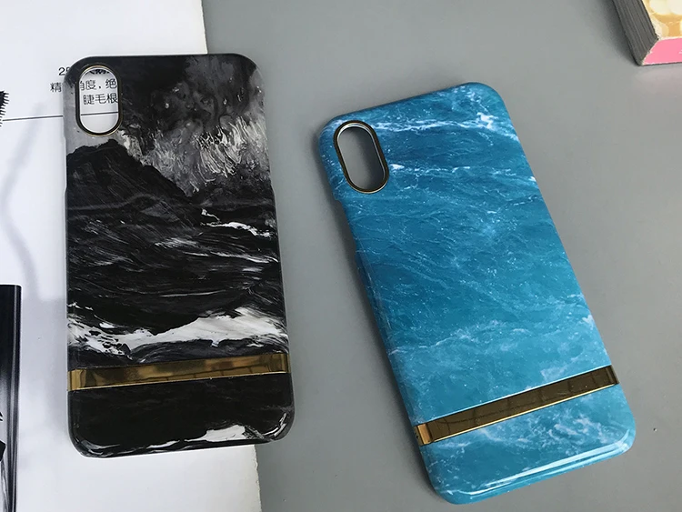 Marble gold strip hard shell PC mobile phone case for iphone XR