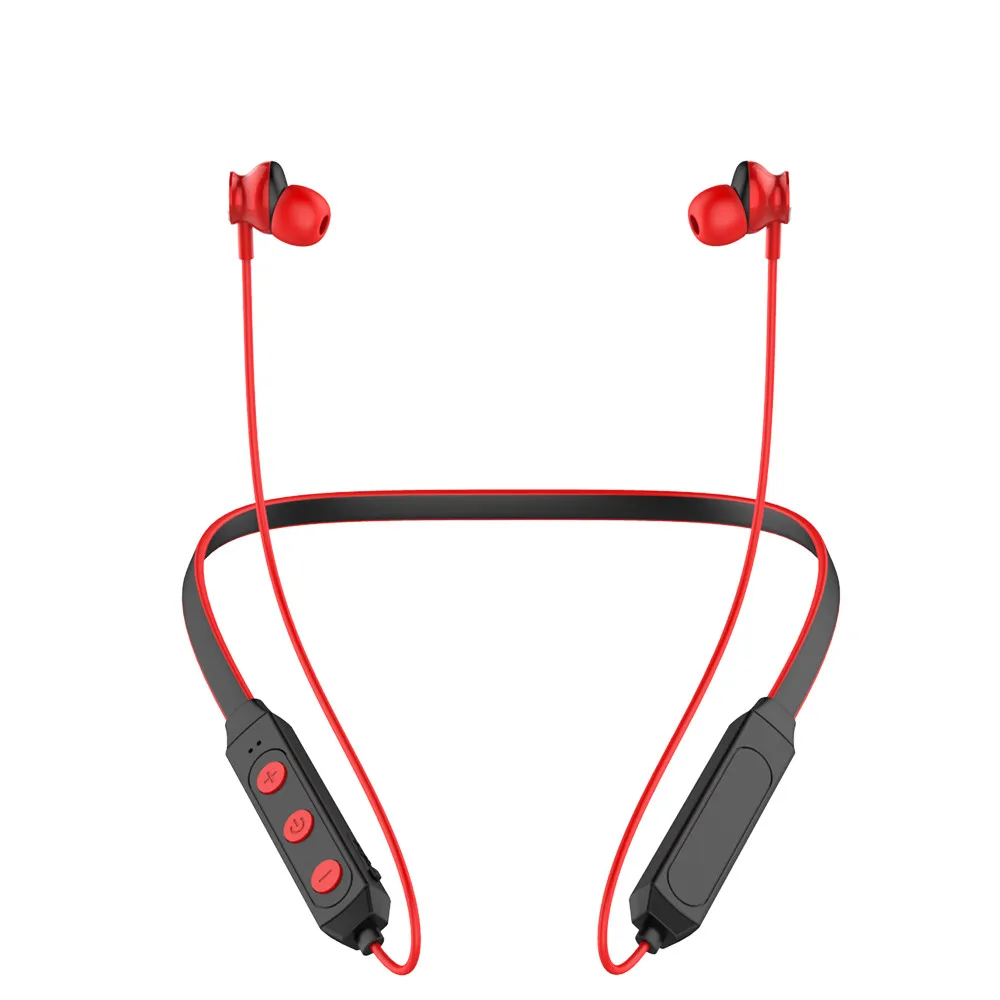 Foldable Wireless Neckband Headset with Retractable Earbuds, Sports Sweatproof Noise Cancelling Stereo Earphones with Mic