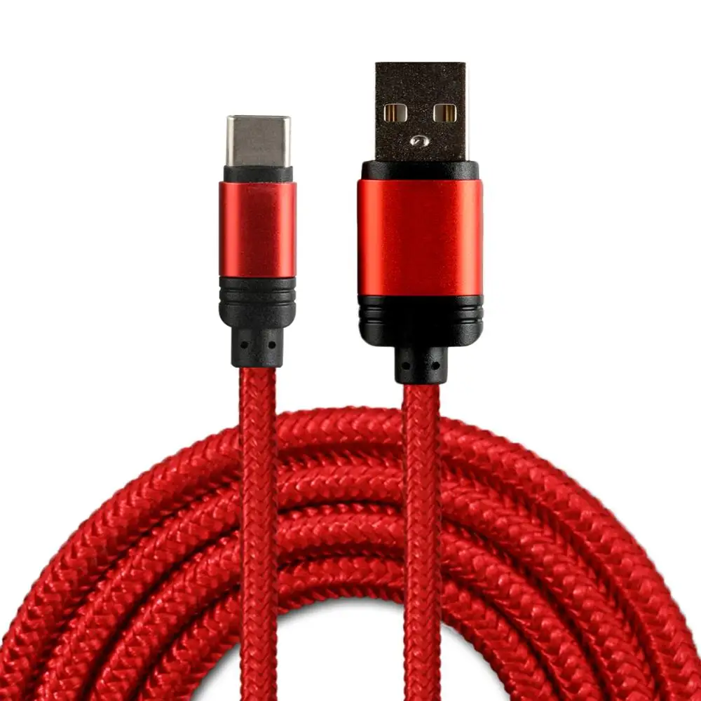 

Wholesales Factory nylon braided charging data type C USB cable, Red