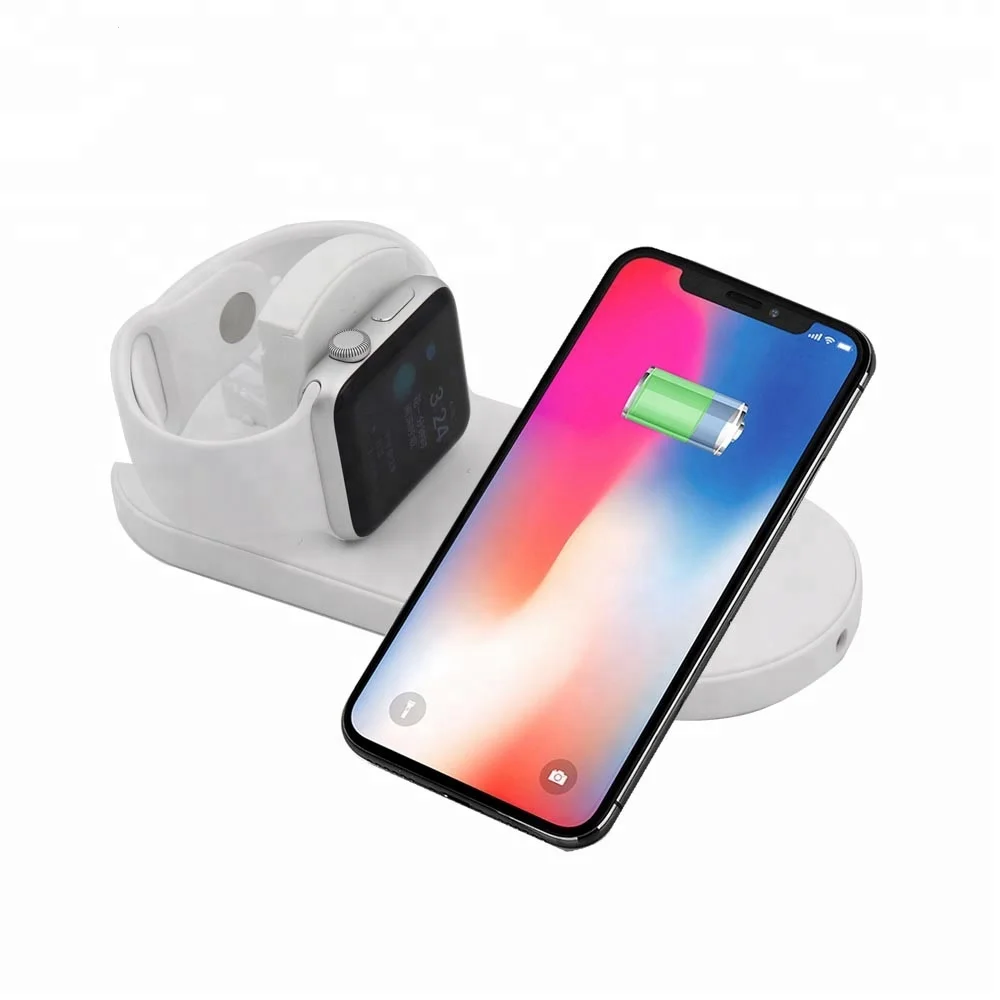 

2 in 1 Wireless Charger pad Fast Charging Ultra Slim Dock Station Charge For I-Watch And Phones, White