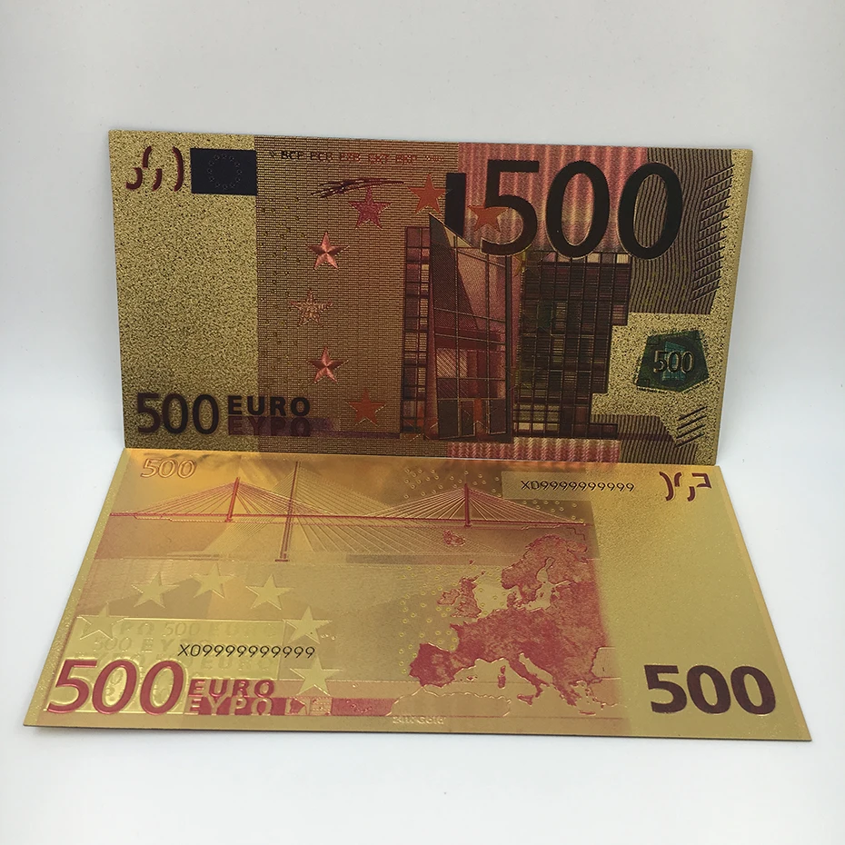 

500 Euro 24K Gold Plated Plastic Paper Money Colorful Banknote