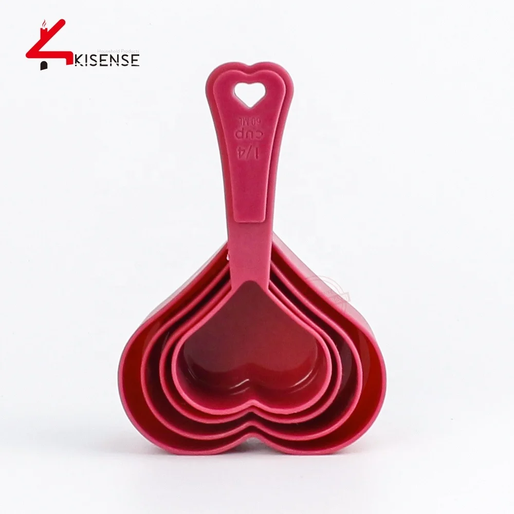 
4-Piece set heart-shaped Plastic measuring cups/baking measuring tools 