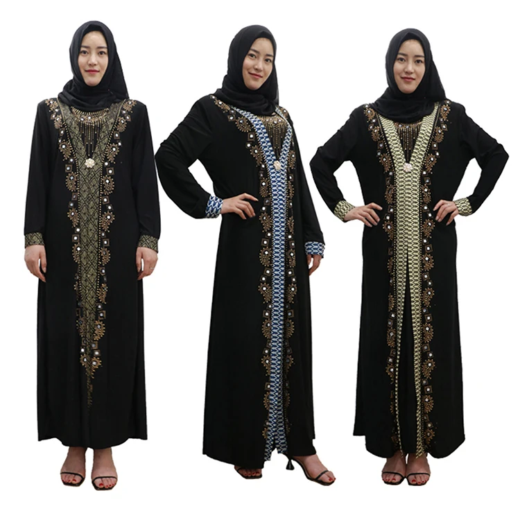 

long dress muslim ramadan black abaya fabric islamic clothing