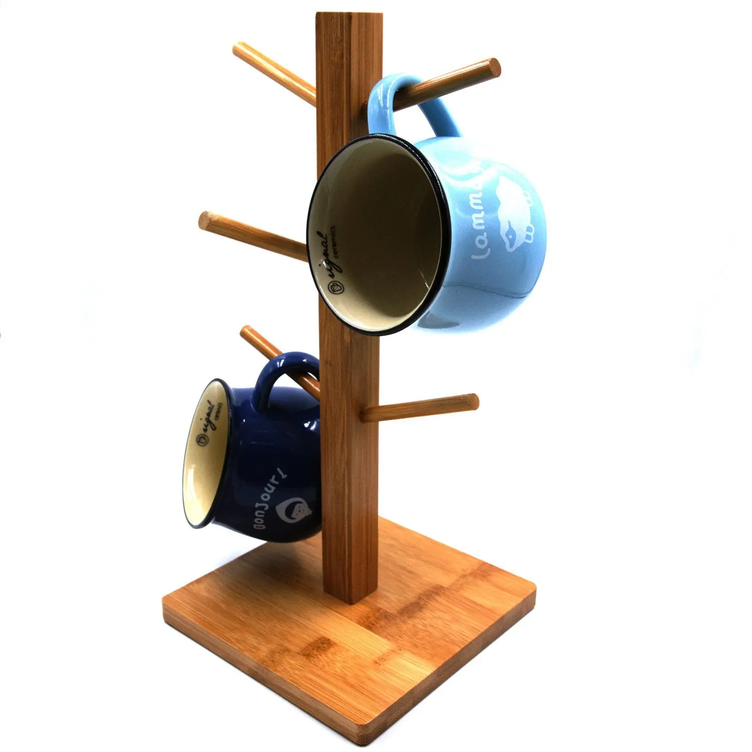 Bamboo Mug Rack Tree,Homring Removable Bamboo Mug Stand,Hold And Dry