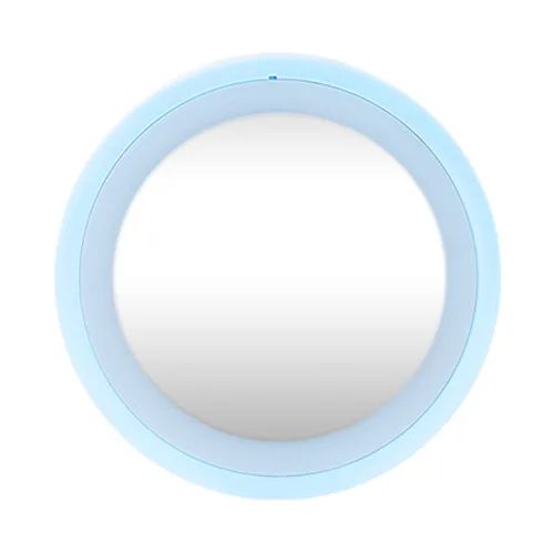 

LED Round ABS Micro USB Pocket Make up Mirror, Sky blue
