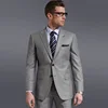 100% wool light grey color two buttons Peak lapel Men's business suit