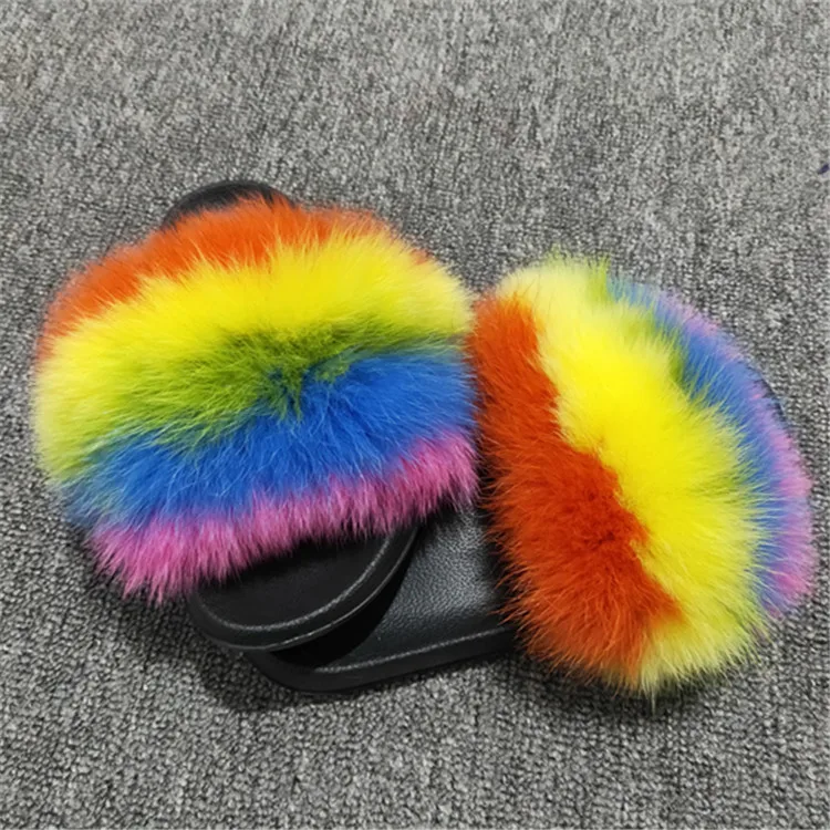 

Women's Furry Slippers Ladies Cute Plush Fox Hair Fluffy Slippers Winter Warm Slippers for Women Hot, Color