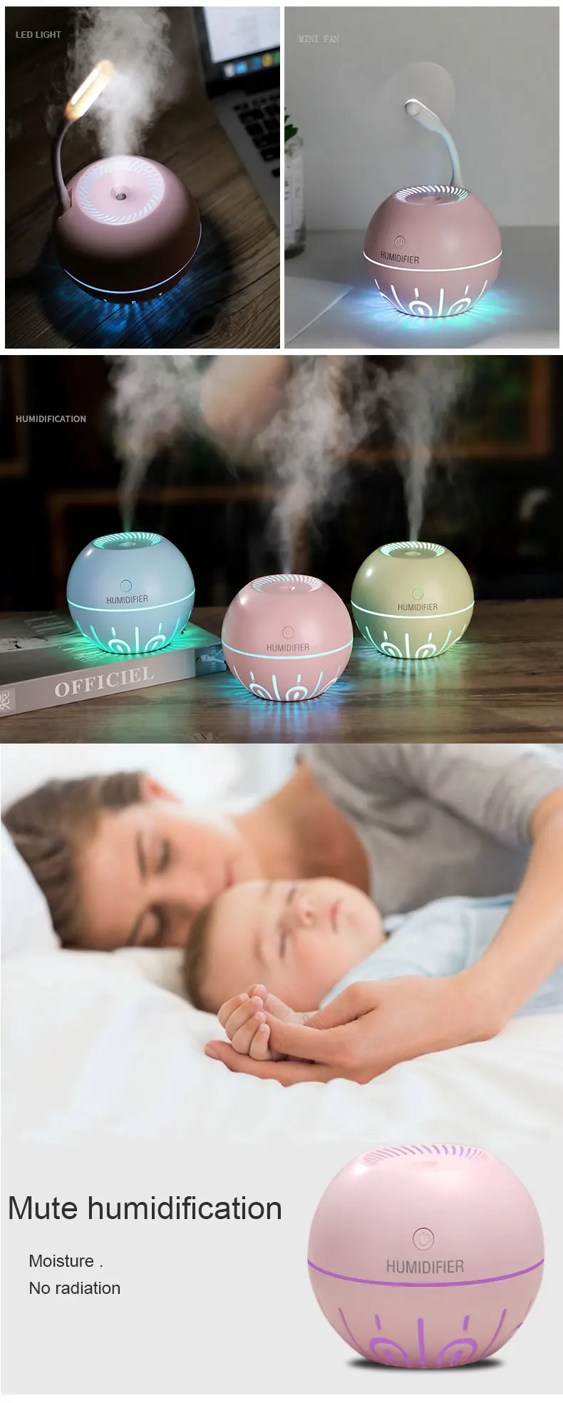 2019 amazon Speed ball humidifier with USB and Battery for sale