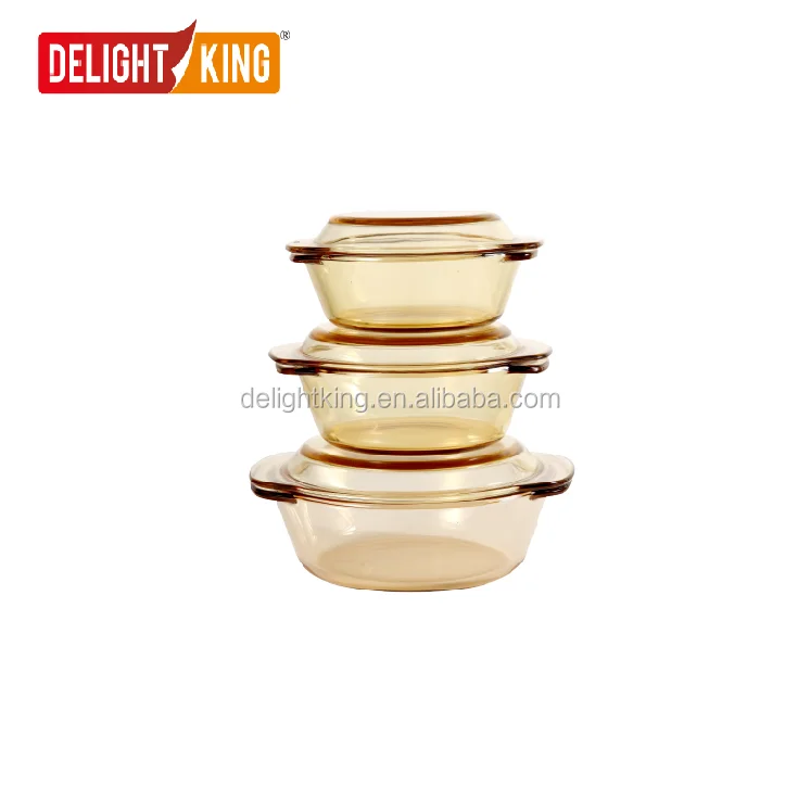 
Special amber color good quality glass kitchen cookware casserole with handle 