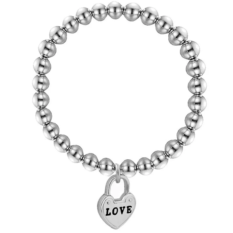 

Fashion English engraved word love" letter heart sign bracelet stainless steel ball bracelet, N/a
