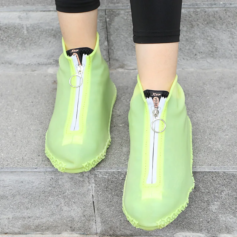 

A Reusable Silicone Boot And Shoe Covers, Shoe Covers For Rainy Days, Clear black, clear, peachy, fluorescent yellow