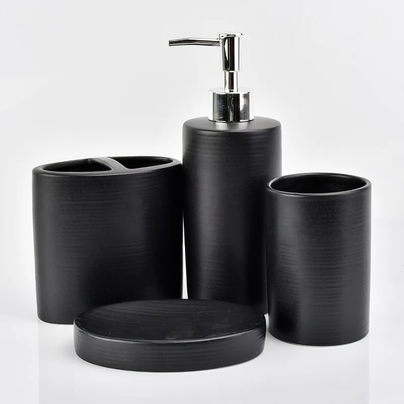 Luxury Ceramic Black Hotel Bathroom Accessories Sets China - Buy Black ...