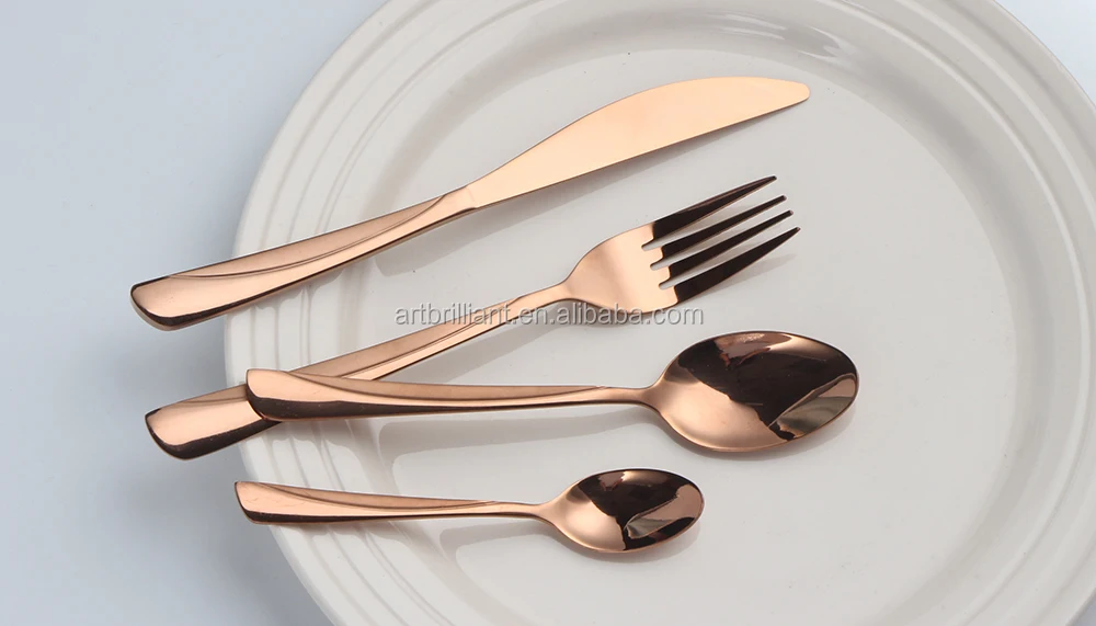 Stainless Steel Copper Color Flatware Set Rose Gold 16 Piece Stainless Steel Copper Color Flatware