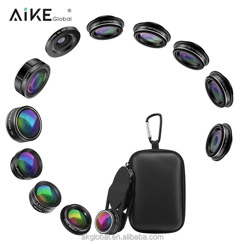 

2018 Hot Sale mobile phone camera lens lente para celular 12 in 1 lens kit for huawei smartphone
