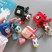 

3D Cartoon Cute Mickey Minnie Silicone Case With pendant for Air pods Accessories wireless Earphone Protective Cover Bag