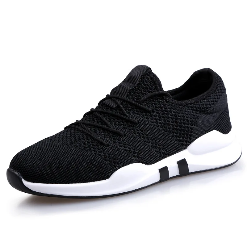 

Summer new 2017 men's shoes knitted breathable flat canvas shoes, Black / blue
