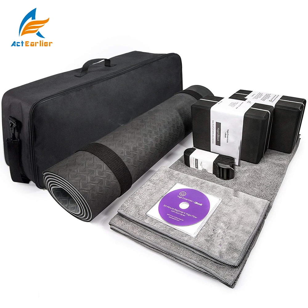 

Actearllier Premium Yoga 7 Pieces set include1 mat 2 Blocks 2 Towel 1 Carrying Bag & Strap