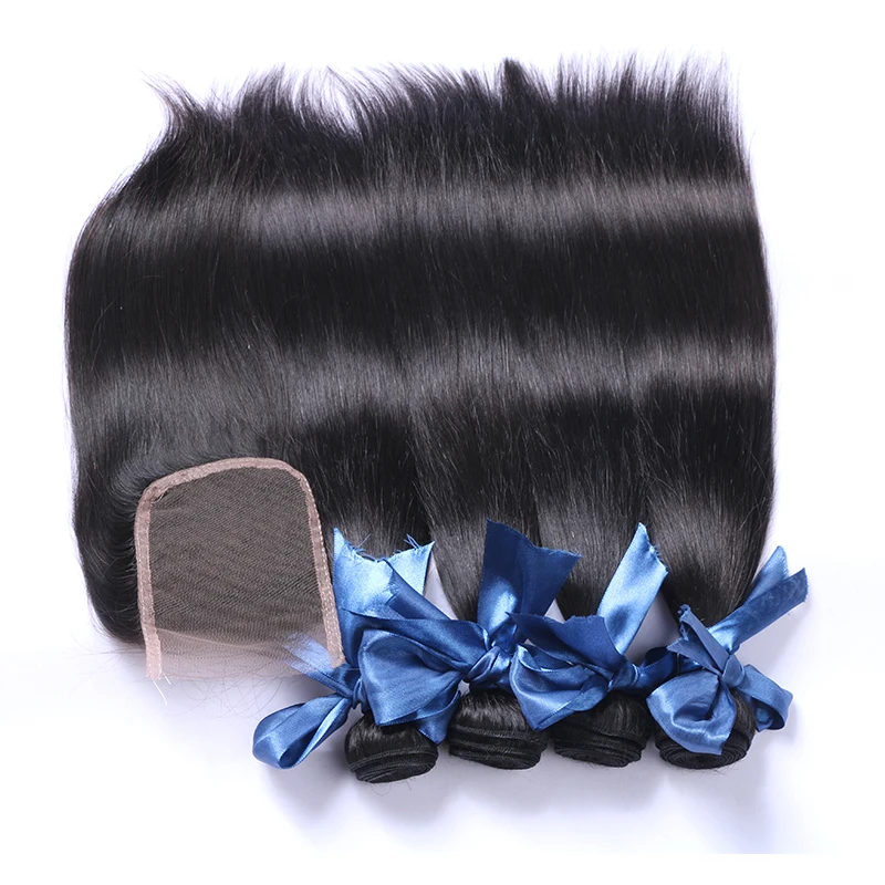 

Virgin Remy cuticle aligned hair Brazilian Human Hair Weaves bundles with 4*4 lace frontal closure