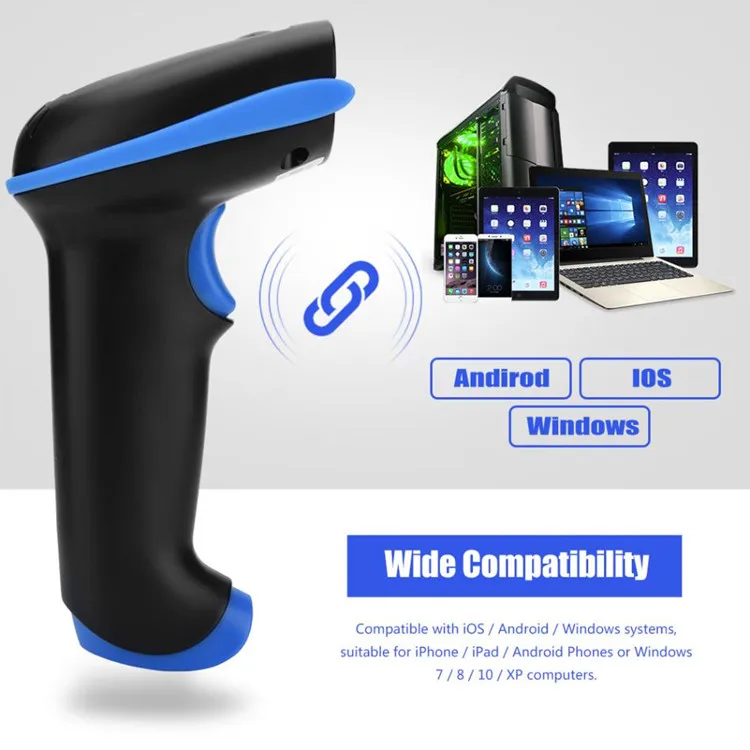 2D Blue tooth Barcode Scanner QR Code Wireless Reader Support Mobile Phone Mac For Supermarket Pharmacy Retail Shop