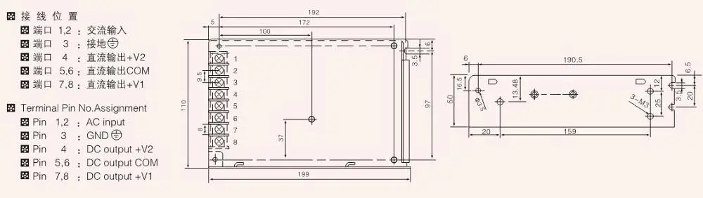Fuente de alimentaci&oacute;n LED de alta eficiencia DIN rail 120W 10A 12V DR-120-12