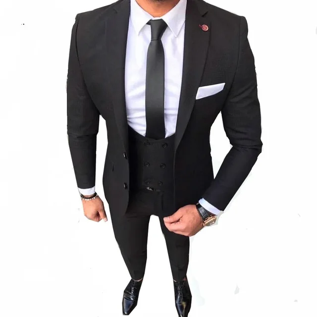 

HD112 Latest Coat Pant Designs Black Color Two Buttons Casual Men Suit Slim Fit 3 Pieces Formal Tuxedo Custom Prom Party Blazer, Per the request