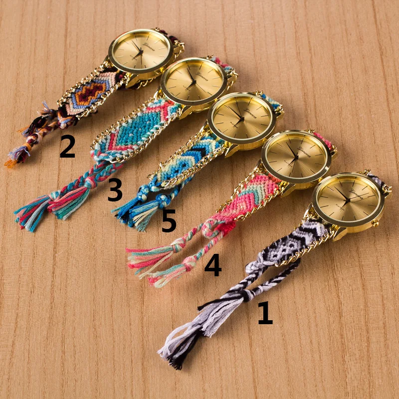 

OXGIFT Wholesale Factory Price DIY weave strap geneva bracelet lady watch for women