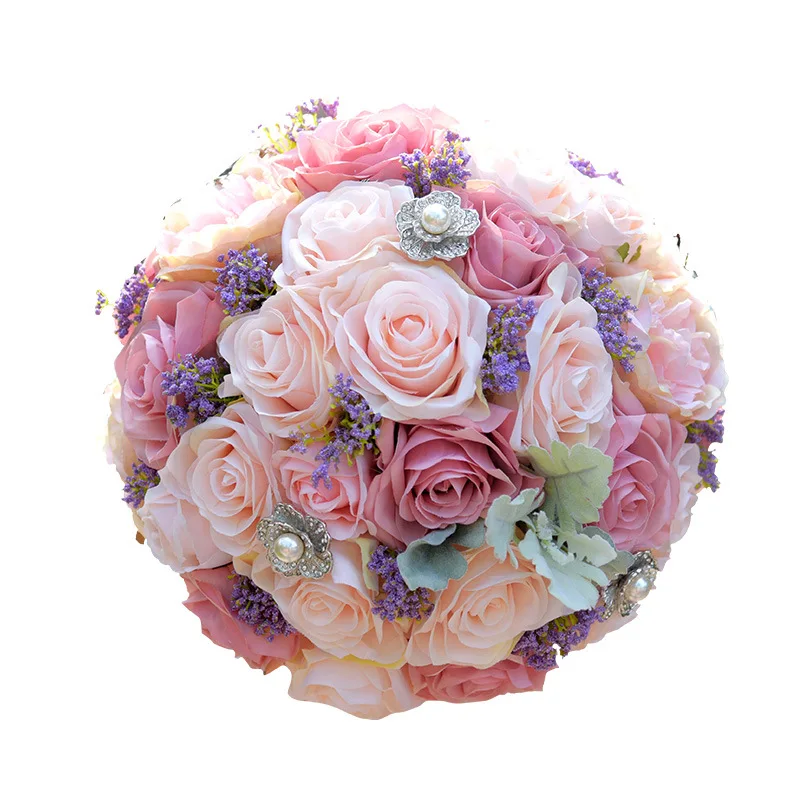 

Handmade Real-Touch Silk Artificial Flowers Bridal Flower Girls Wedding Bouquet free shipping, As per picture showing