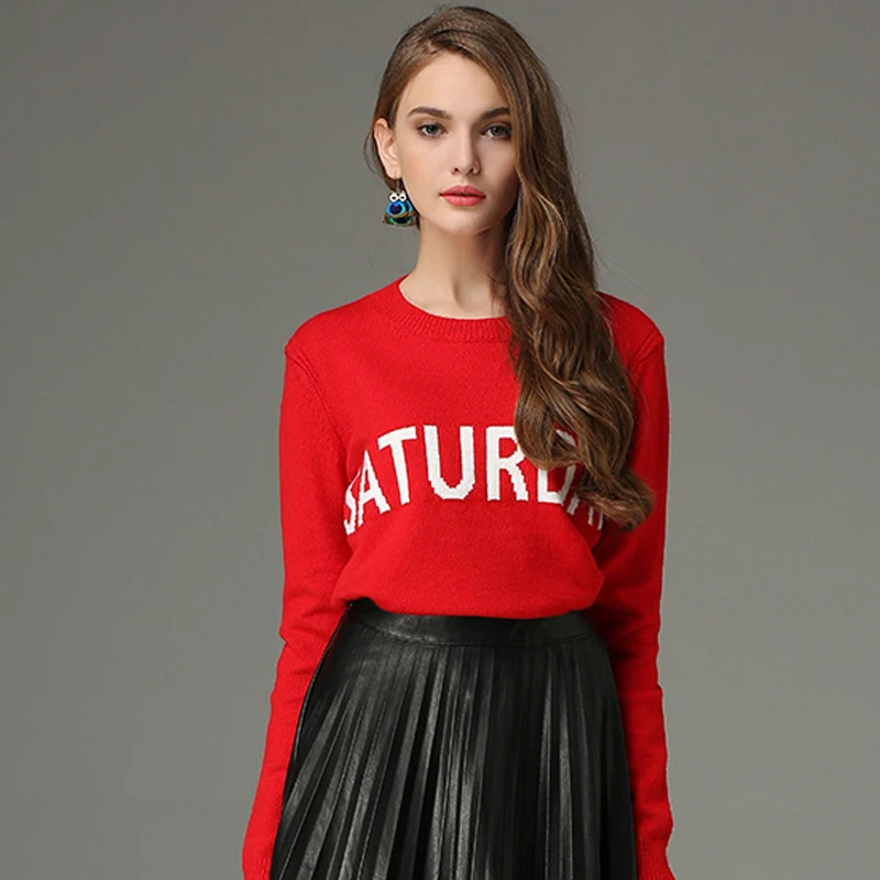 2017 Thick Relaxed Fit Monogrammed Women Unique Cashmere Sweater - Buy Unique Cashmere Sweater 