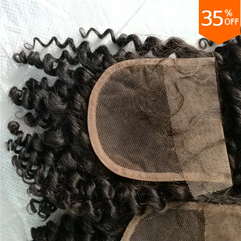 

Free parts 4x4 Afro 5pcs Kinky Curly Lace top Closure virgin remy Brazilian human hair closures With Baby Hair, free shipping