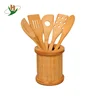 Eco-friendly bamboo wooden kitchen utensil set of 6 with holder