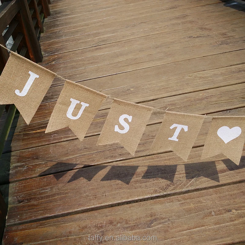
wholesale 2017 NEW Hessian Bunting Rustic Burlap Just Married Wedding Banner 