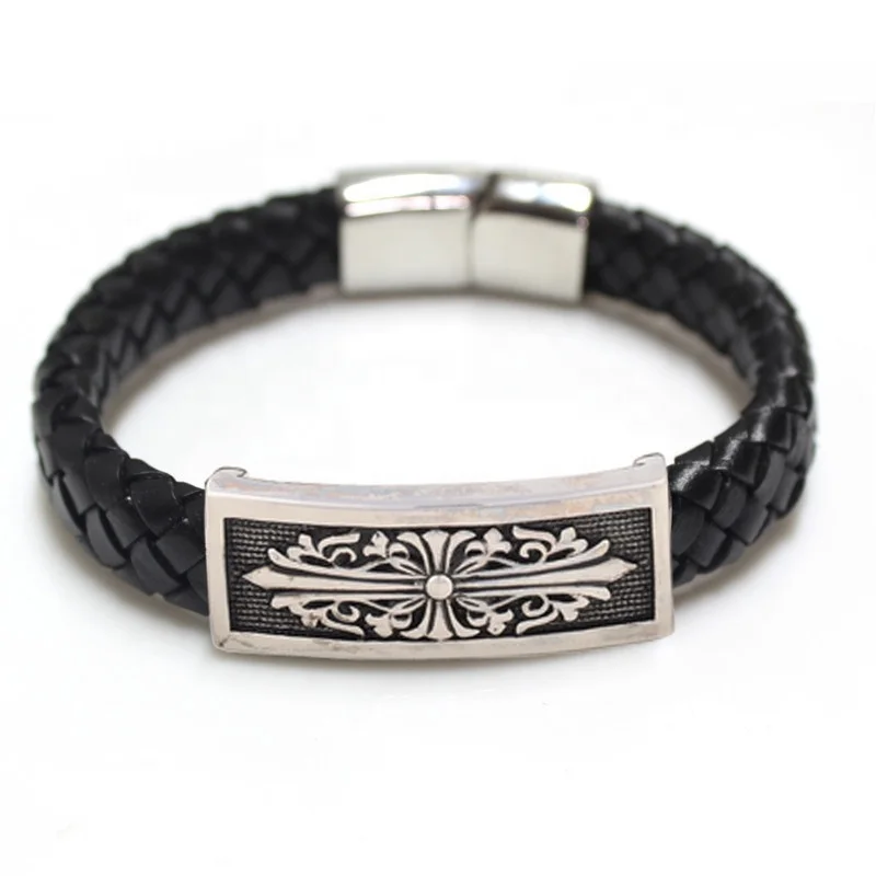 

China Manufacturer Wholesale Cross Wrap Leather Bracelet For Men