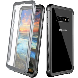 For Samsung Galaxy S10 Plus Rugged Case, Full-body Clear Bumper Case with Built-in Screen Protector for Samsung Galaxy S10 Plus