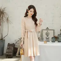 

2019 new arrival korean style plus size puff sleeve women sweater dress
