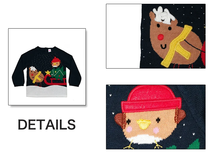 Professional Design 100% Cotton Custom Christmas Baby Pullover Sweater