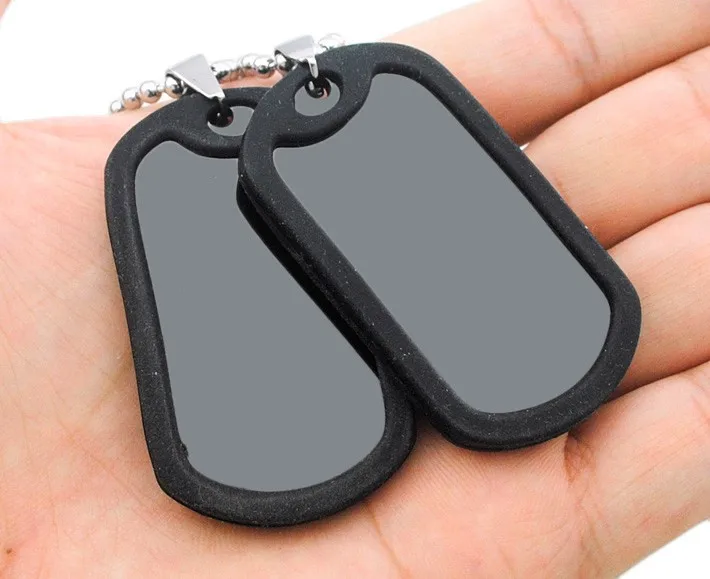 

Men Women's 2 PCS Stainless Steel Black or Silver Double Dog Tags Army Style Pendant Necklace, Silver/gold/rose gold/black