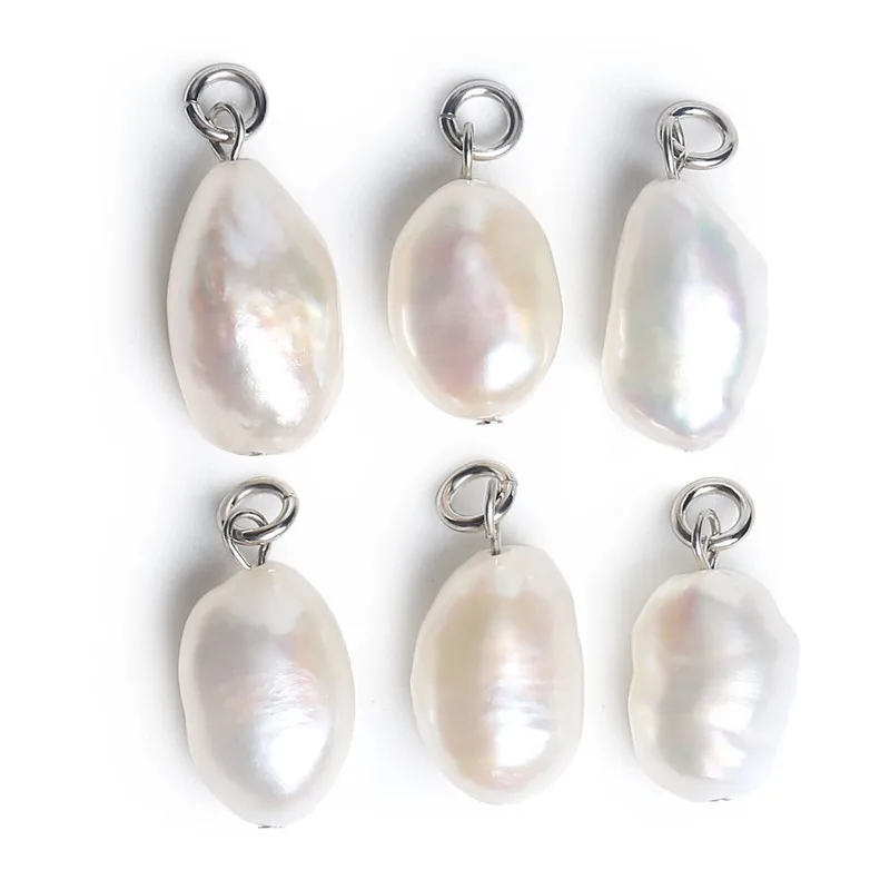 

Baroque Freshwater Pearl Pendant Wholesale Pearl Charms Bulk for Jewelry Making, Silver color