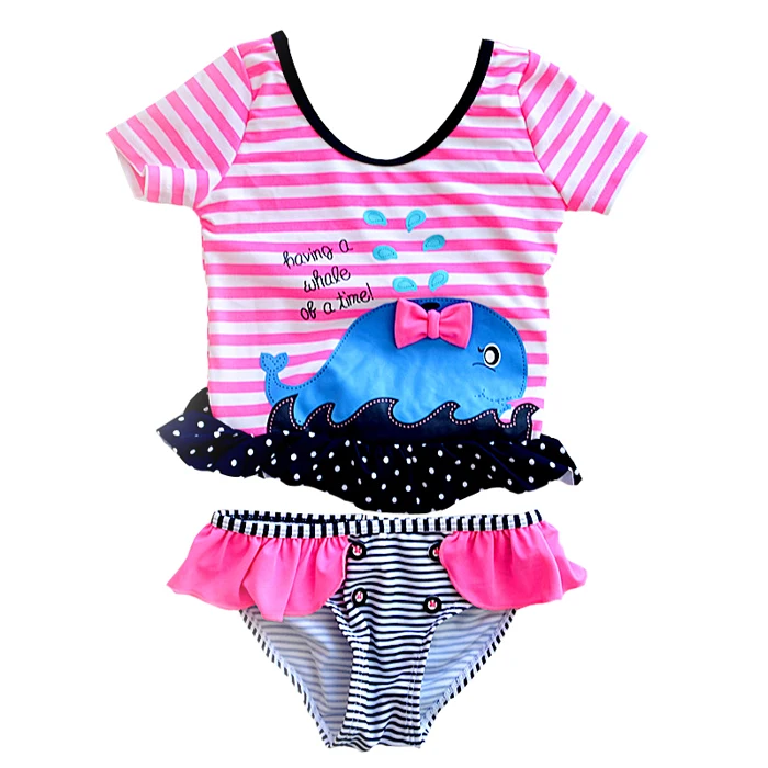 

Uv Swimsuit Girl Child Toddler Striped Print Dot Pink Kid Tankini