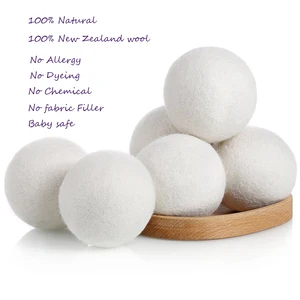 Image of 7cm 6-pack cotton bag organic 100% New Zealans pure wool dryer balls