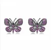 Onier 2019 Colored stone butterfly stud earrings for girls graceful princess accessories pin earring