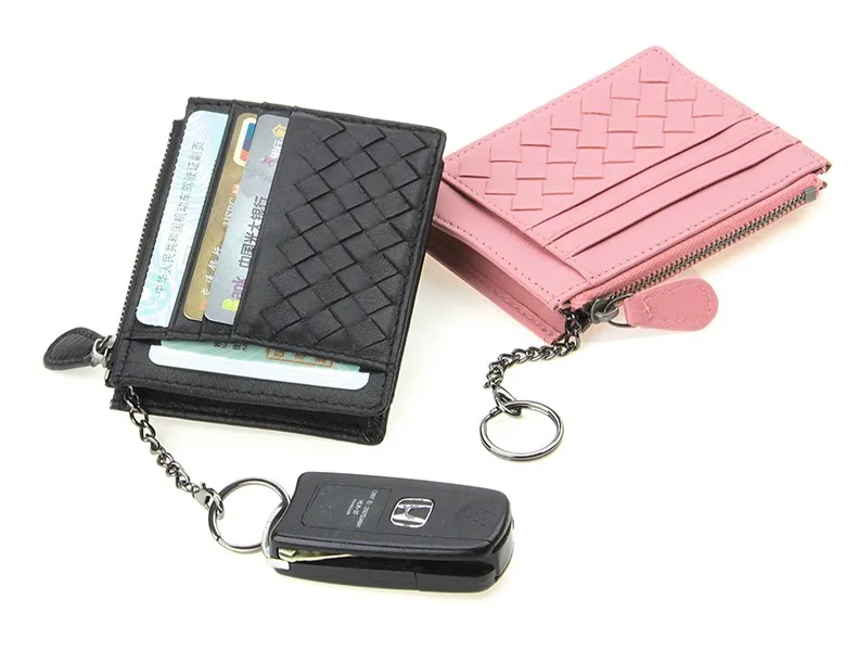 Colorful Woven Leather Keychain Credit Card Holder Key Card Holder,Key