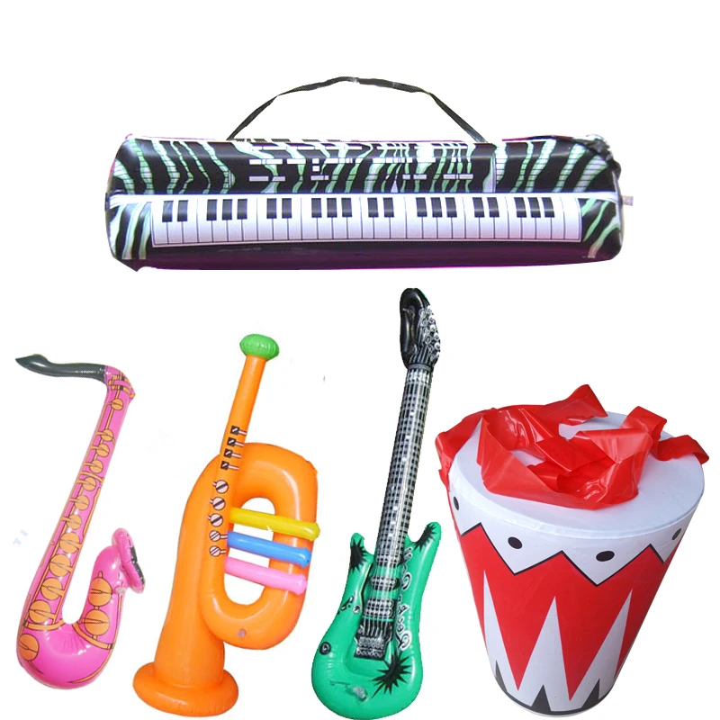 5pcs set simulation Inflatable game toys musical instrument drum set electonic organ sax horn drum guitar
